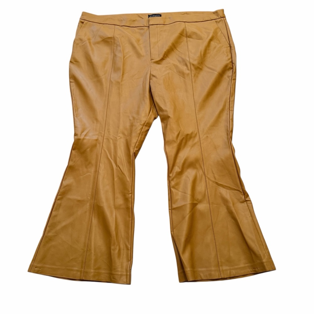 Eloquii Tan Faux Leather Flare Leg Pant 28